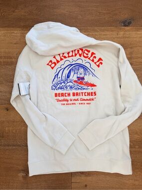 Birdwell Cream Crewneck Sweatshirt with Red & Blue Surf Graphic